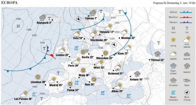 Wetterkarte NZZ v. 4.6.15